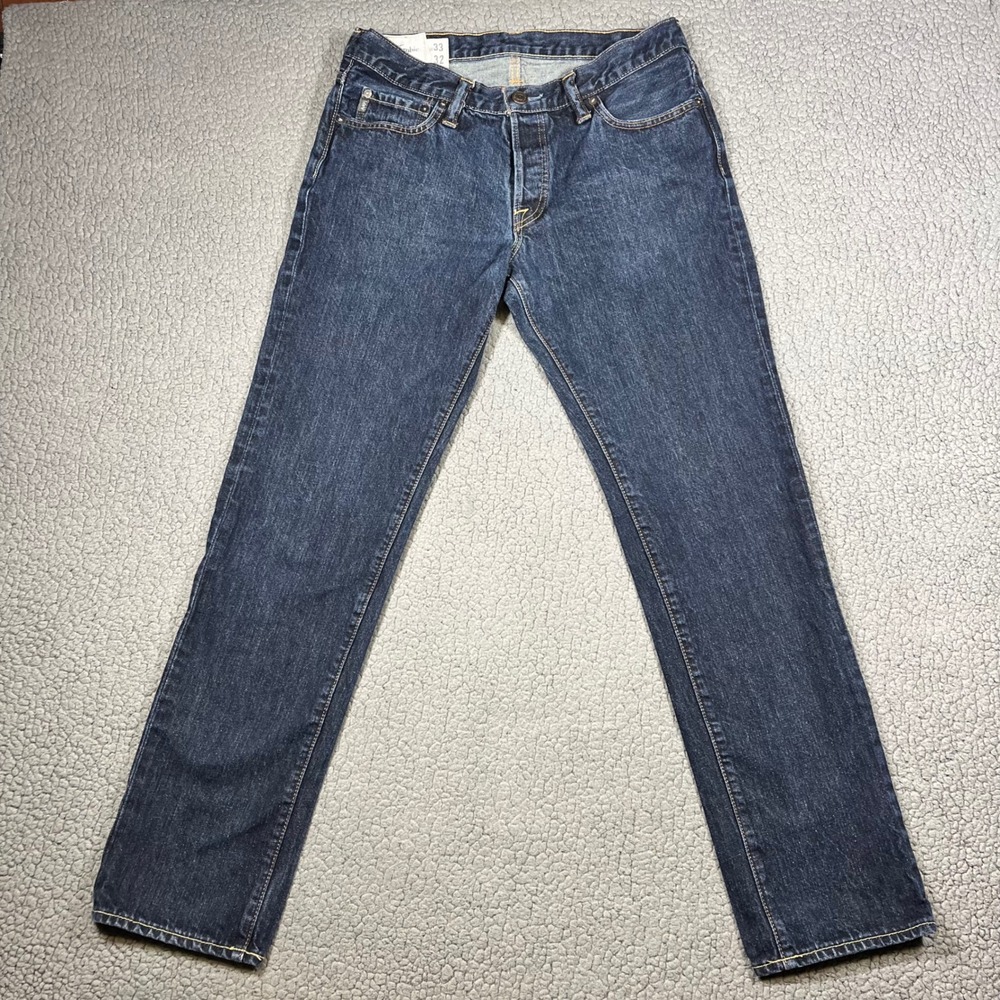Abercrombie & Fitch Jeans Men 33x32 Skinny Button Fly Dark Wash Denim Casual